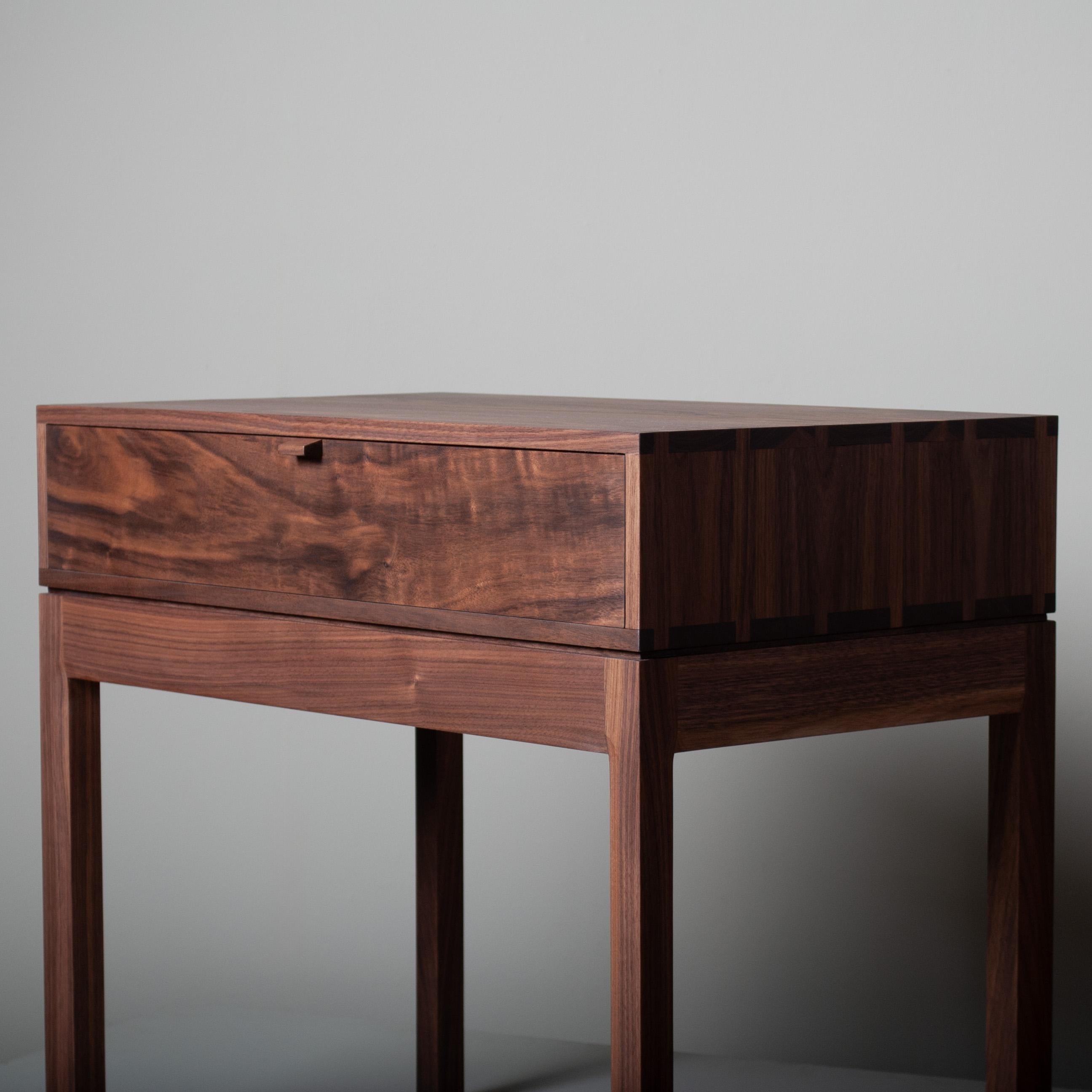 Contemporary Large Handcrafted Nightstand, Walnut & Oak For Sale