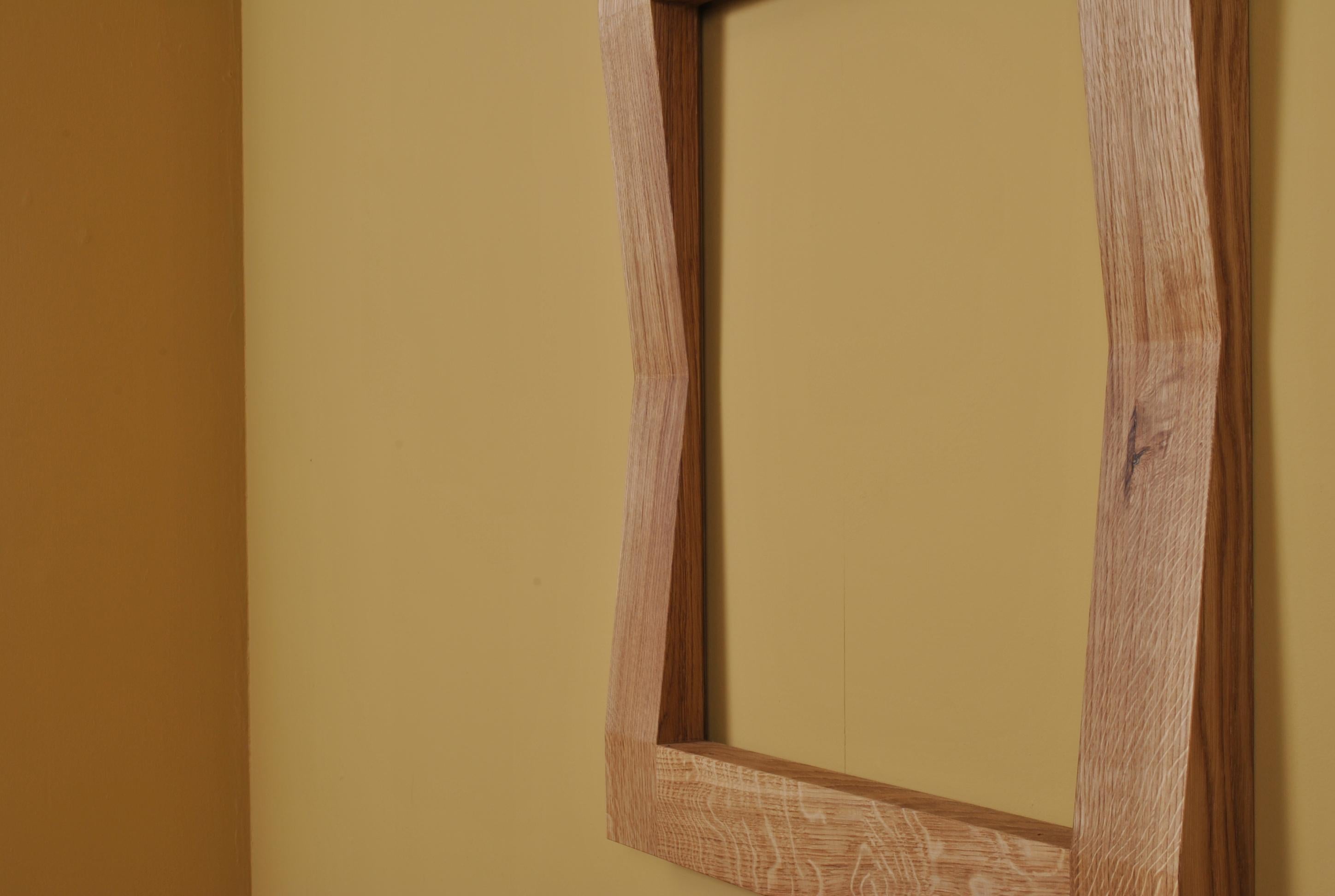 Contemporary Large Handcrafted Oak Furrow Mirror