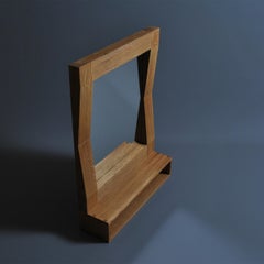 Large Handcrafted Oak Furrow Shelf Mirror