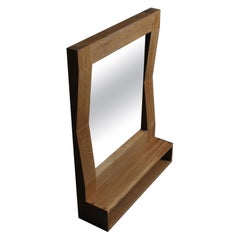 Large Handcrafted Oak Furrow Shelf Mirror