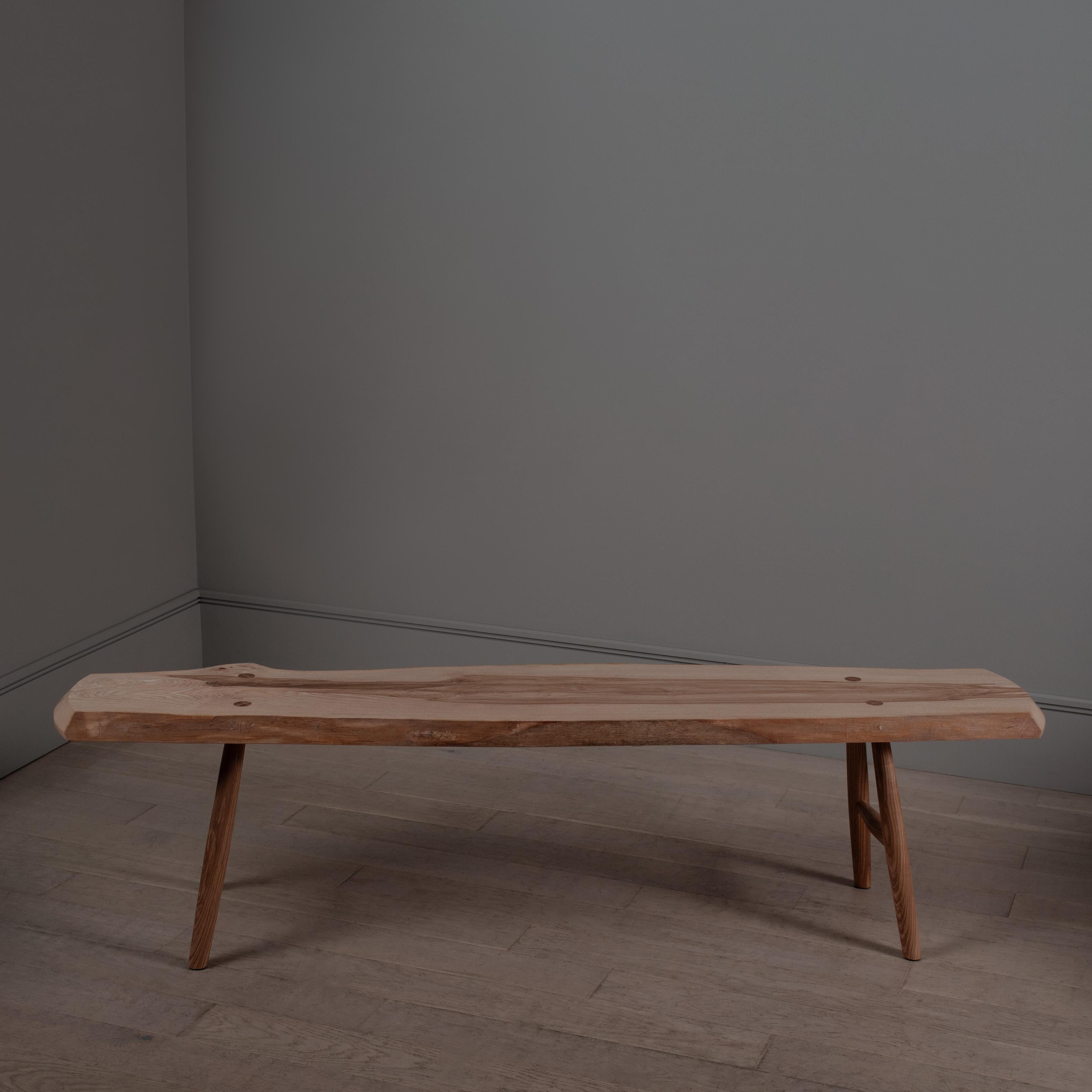 Modern Large Handcrafted Olive Ash Bench For Sale