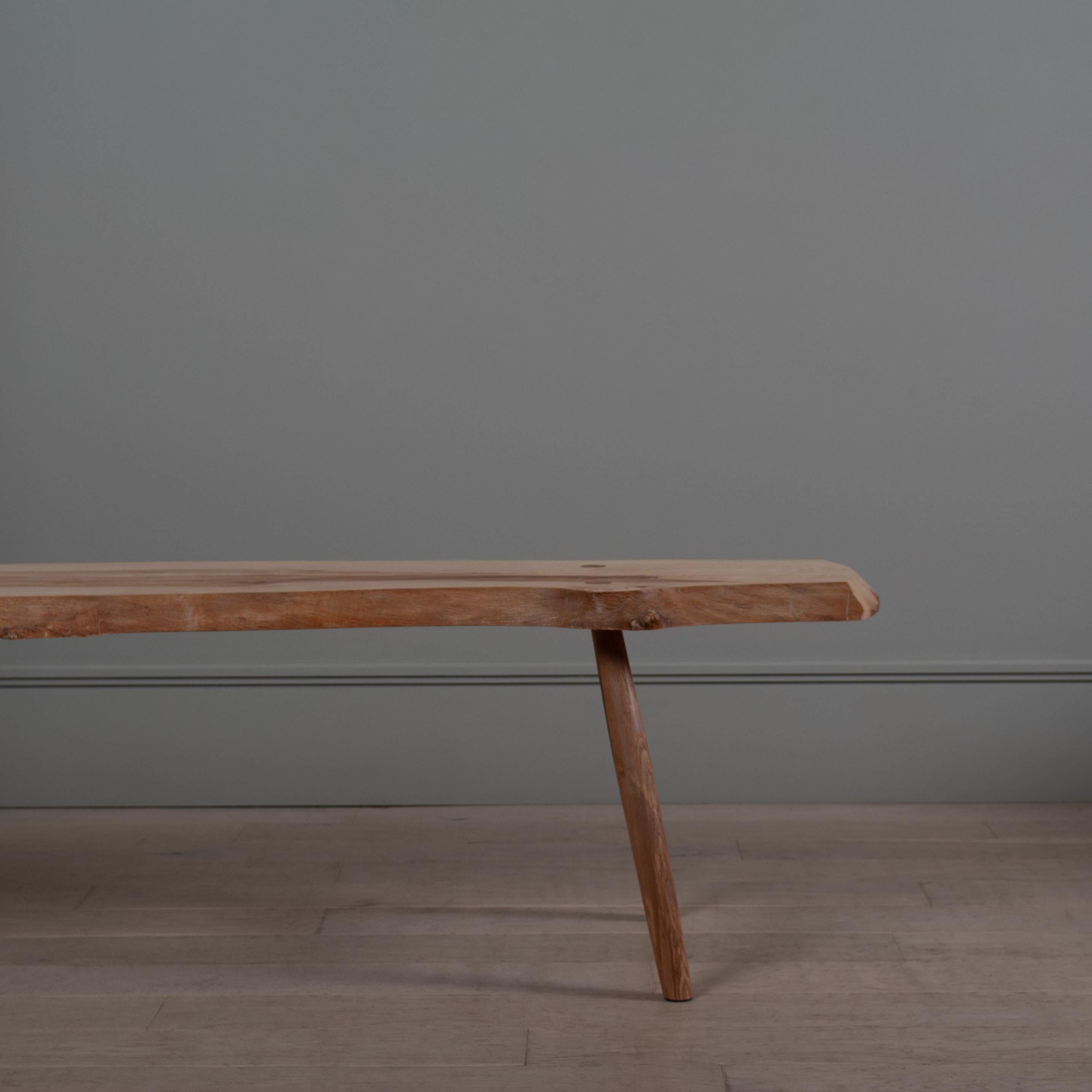 Hand-Crafted Large Handcrafted Olive Ash Bench For Sale