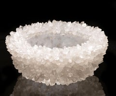 Large Handcrafted Quartz Point Decorative Bowl