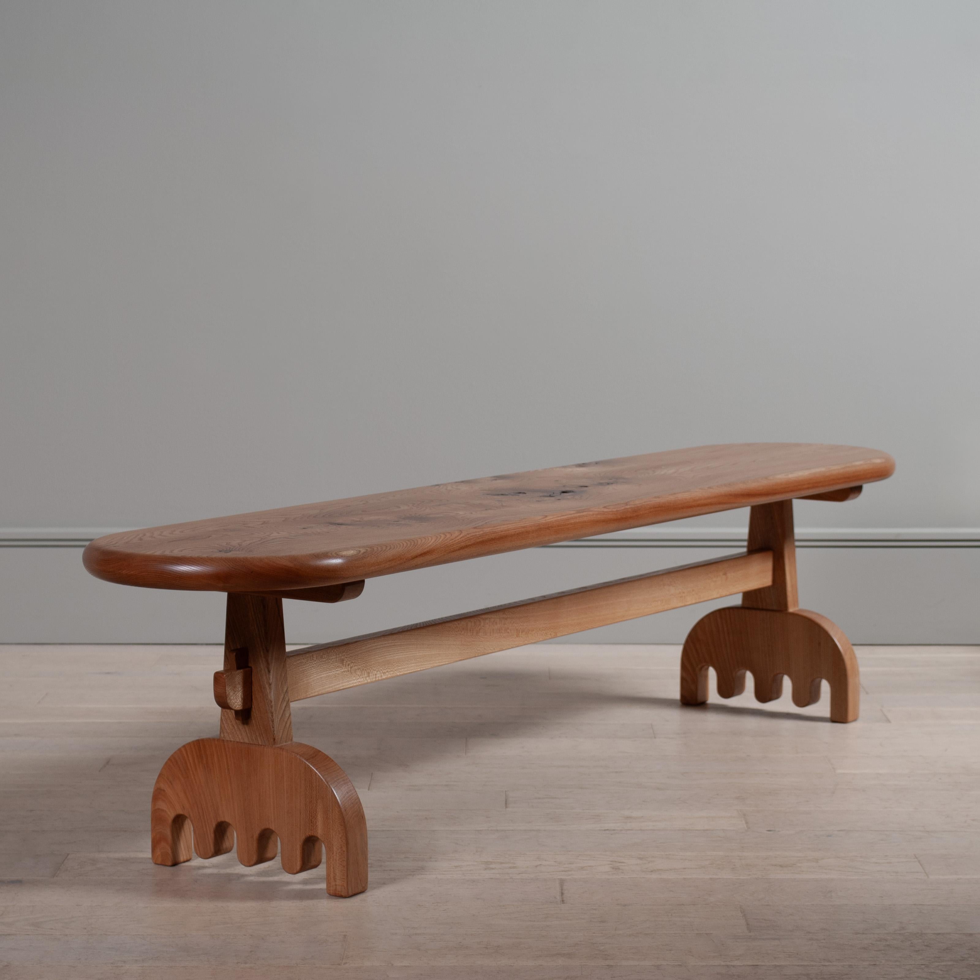 Modern Large Handcrafted Scottish Elm Bench For Sale