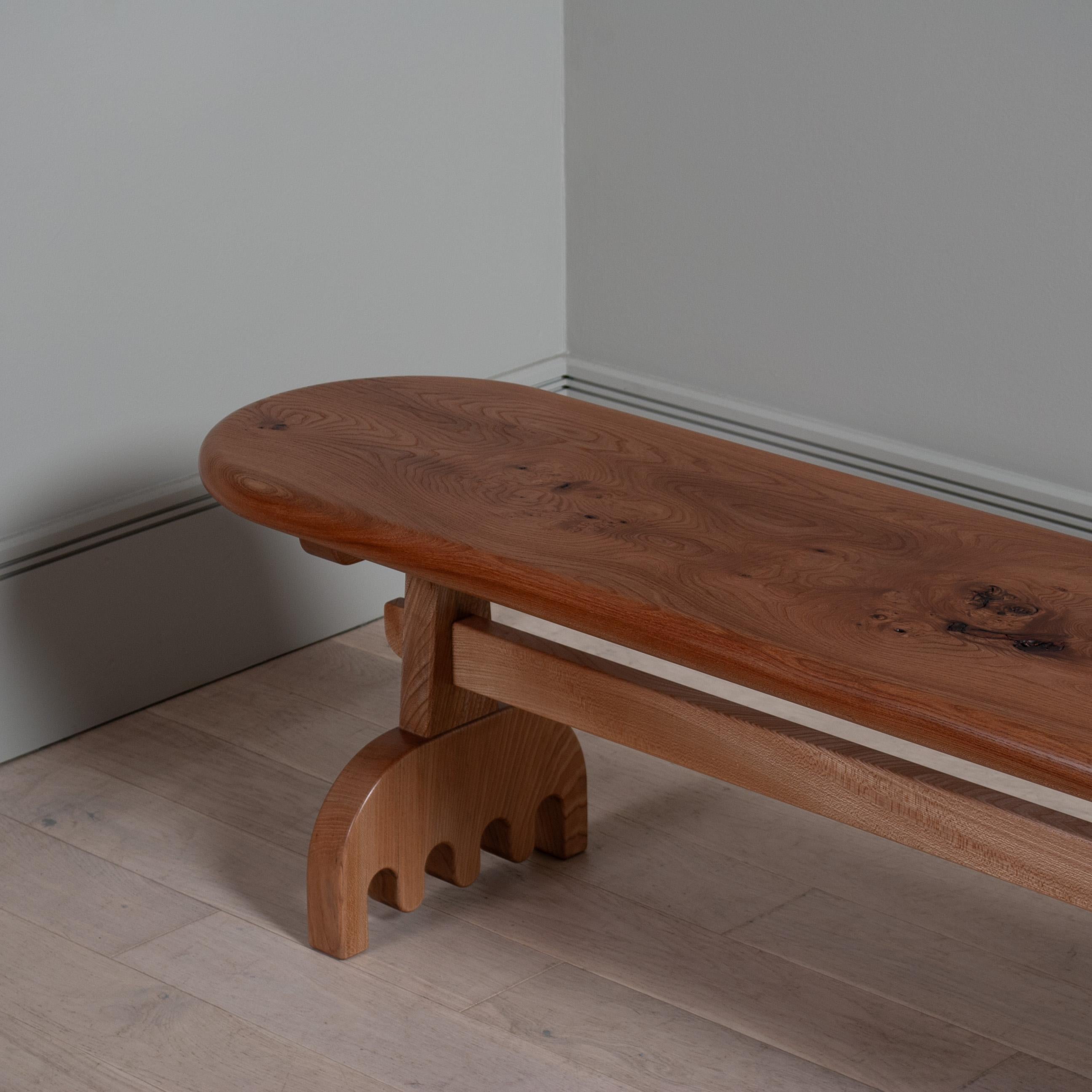 Hand-Crafted Large Handcrafted Scottish Elm Bench For Sale