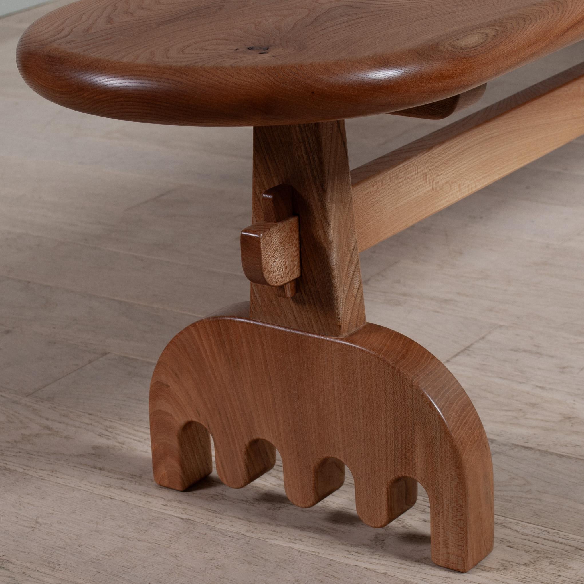 Large Handcrafted Scottish Elm Bench In New Condition For Sale In London, GB