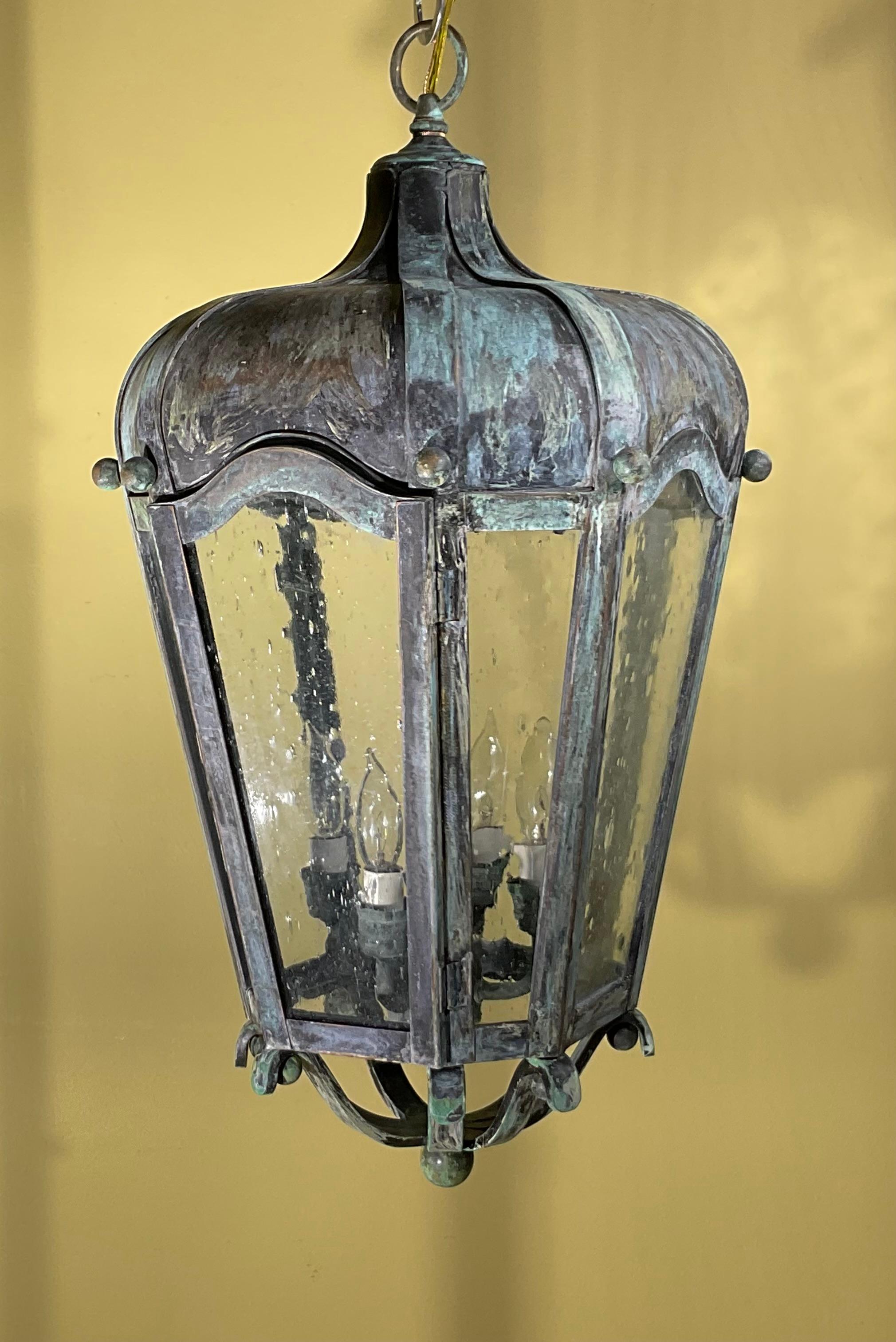 Large Handcrafted Solid Brass Hanging Lantern For Sale 4