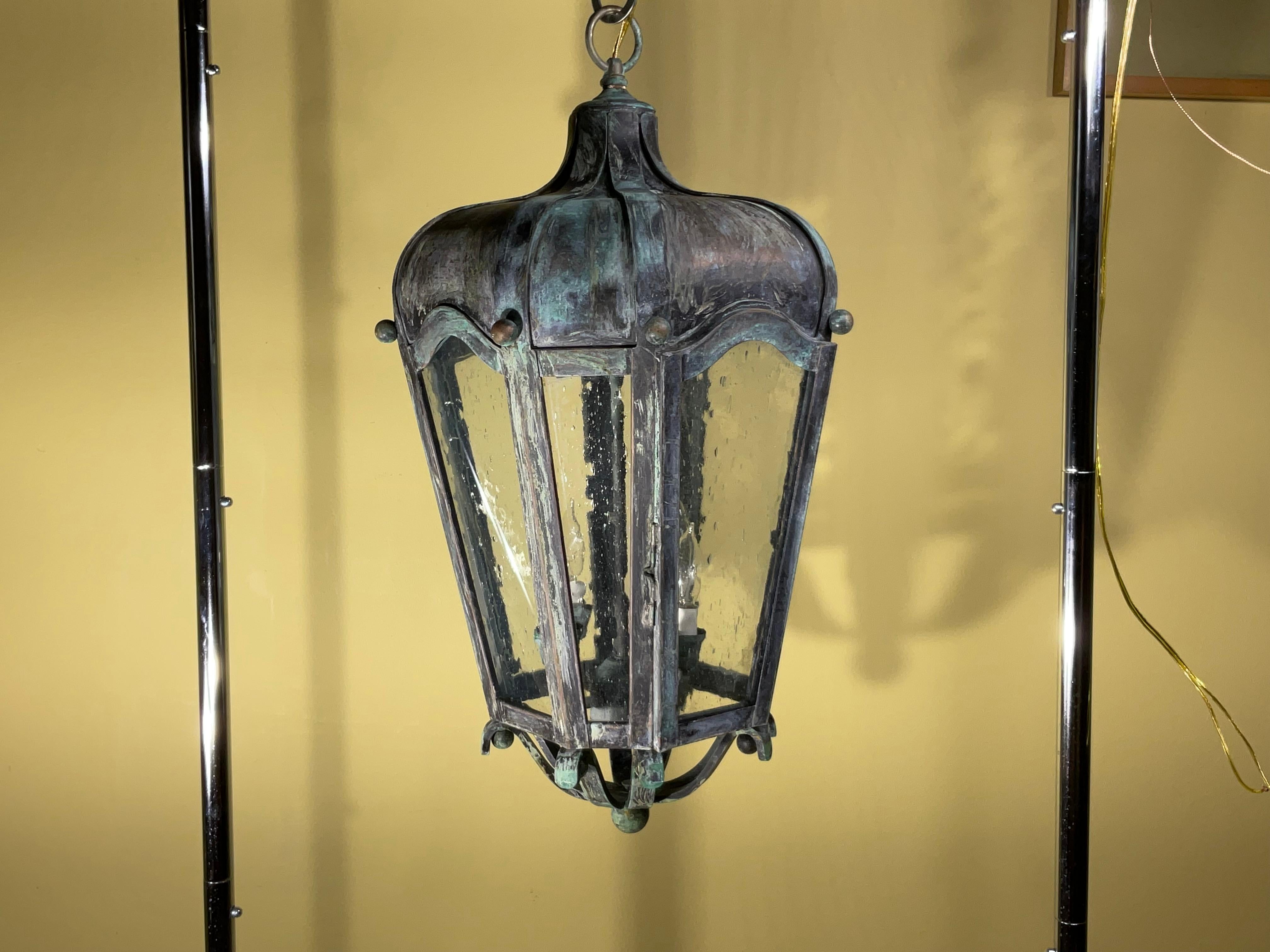 Large Handcrafted Solid Brass Hanging Lantern For Sale 5