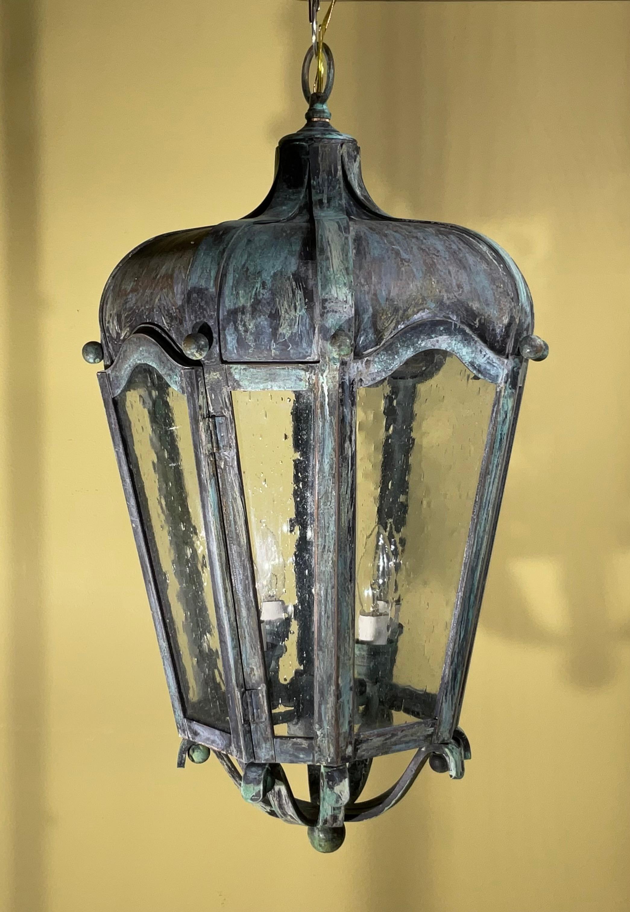 Large Handcrafted Solid Brass Hanging Lantern For Sale 8