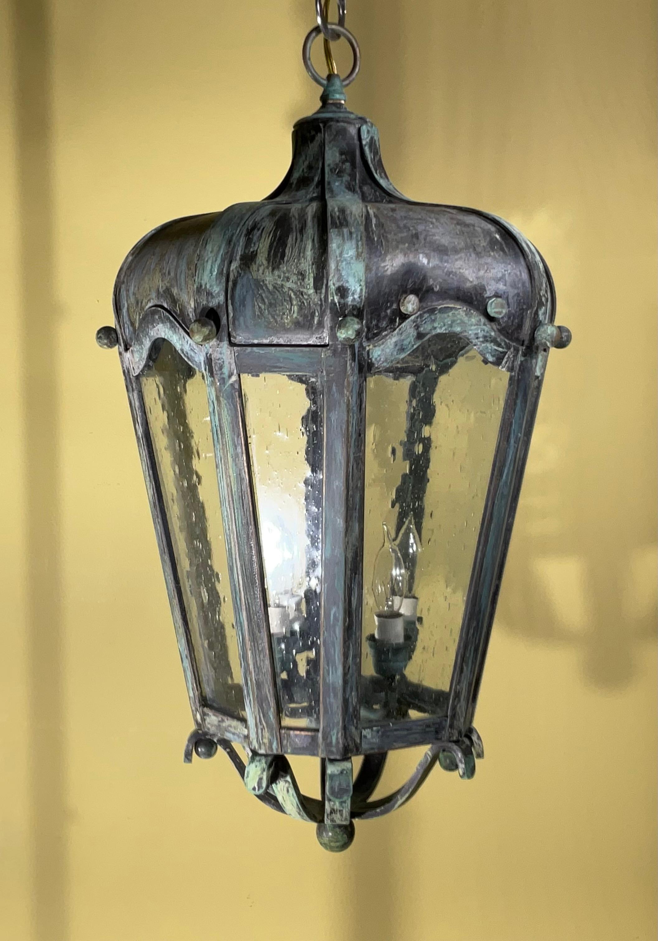 Large Handcrafted Solid Brass Hanging Lantern For Sale 1