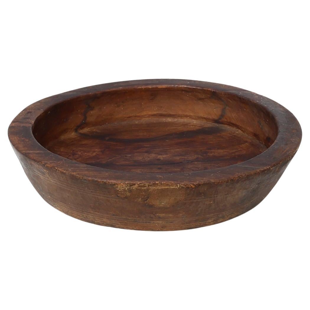 Large handcrafted solid wooden bowl in wabi wabi style, France ca. 1950