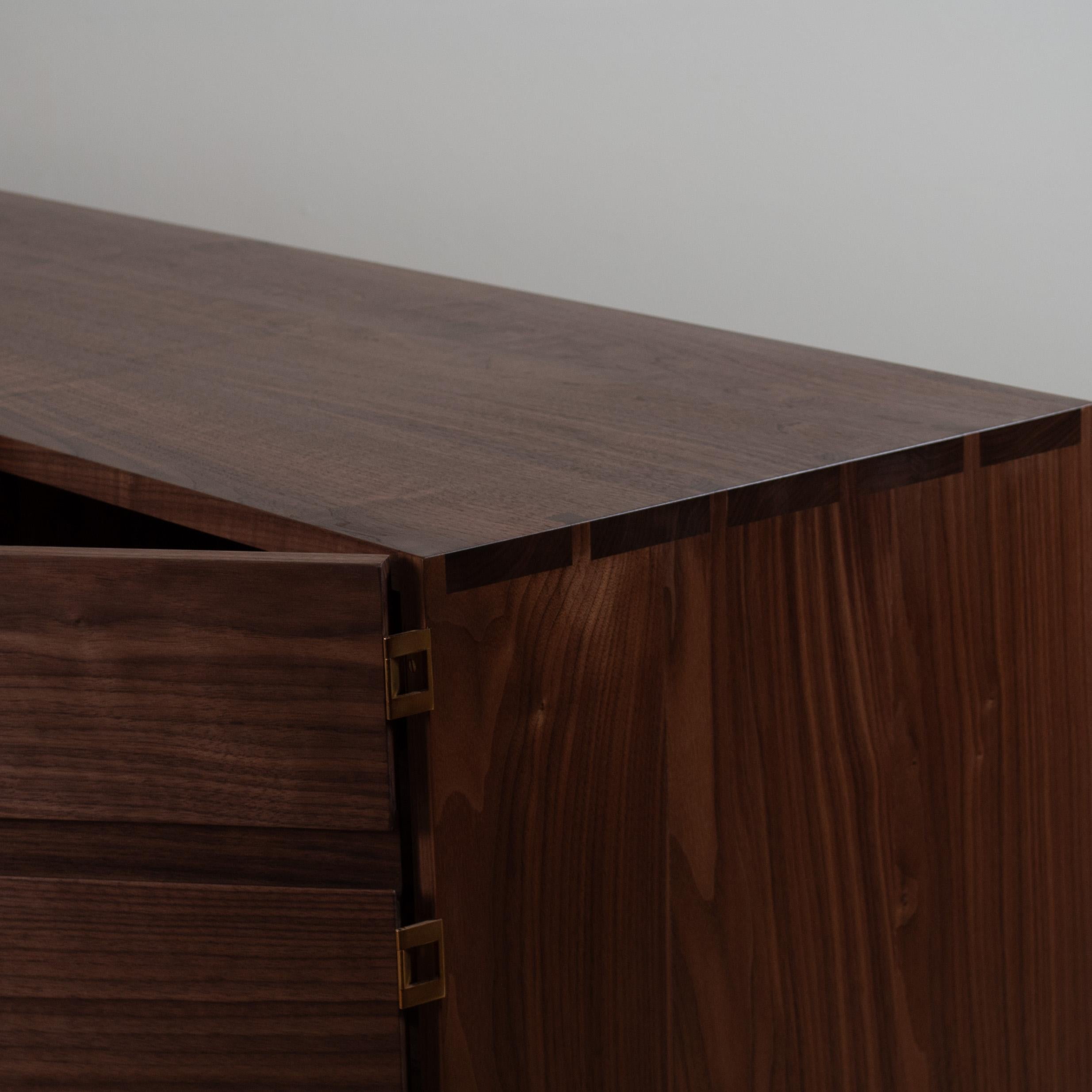 Contemporary Large Handcrafted Walnut AMC Credenza Sideboard For Sale