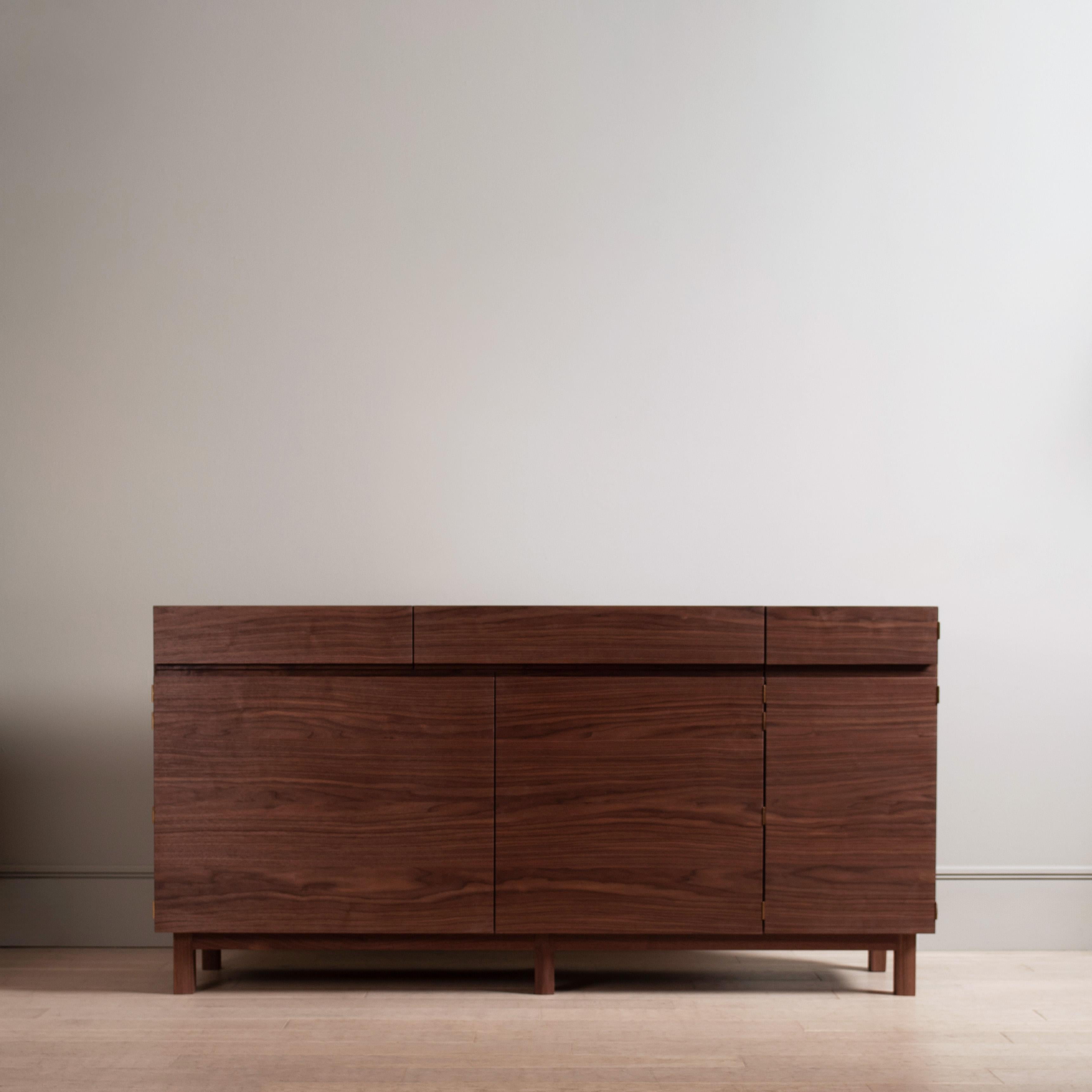 Oak Large Handcrafted Walnut AMC Credenza Sideboard For Sale