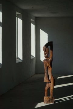 Grande sculpture artisanale en bois de rose, danoise mi-siècle moderne, années 1960