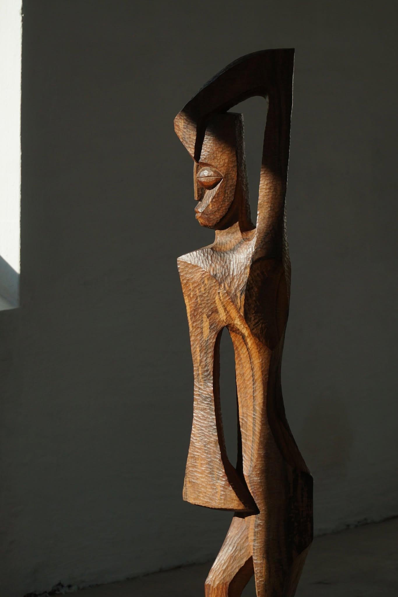 Scandinavian Modern Large Handcrafted Wood Sculpture in Rosewood, Danish Mid Century Modern, 1960s