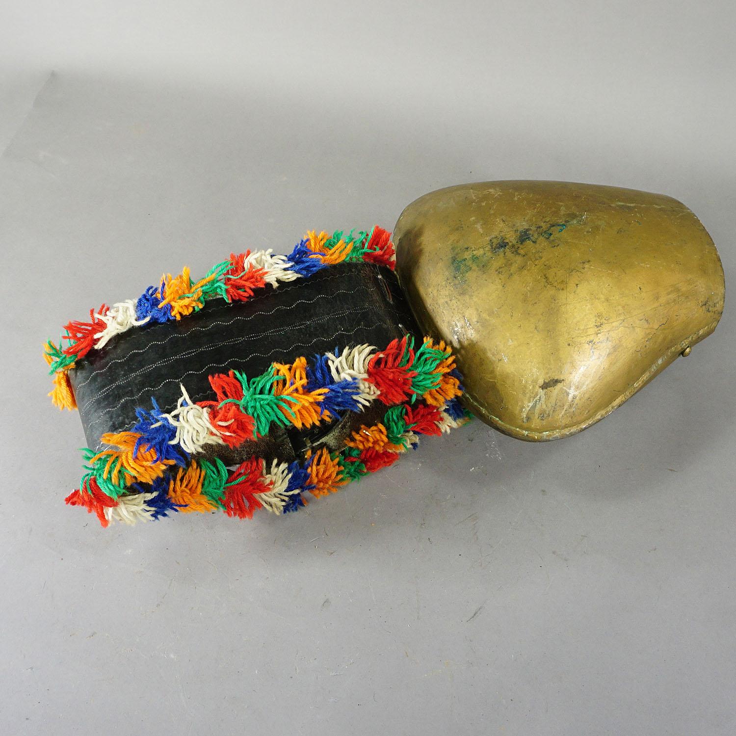 Swiss Large Handforged Cow Bell with Leather Strap, Swizerland, ca. 1950s