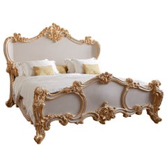 Large Handmade Bed to order Rococo Style With Gold Highlights by La MaisonLondon