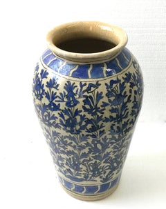 Large Handmade Blue-Beige Ceramic Vase