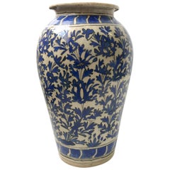 Large Handmade Blue-Beige Ceramic Vase