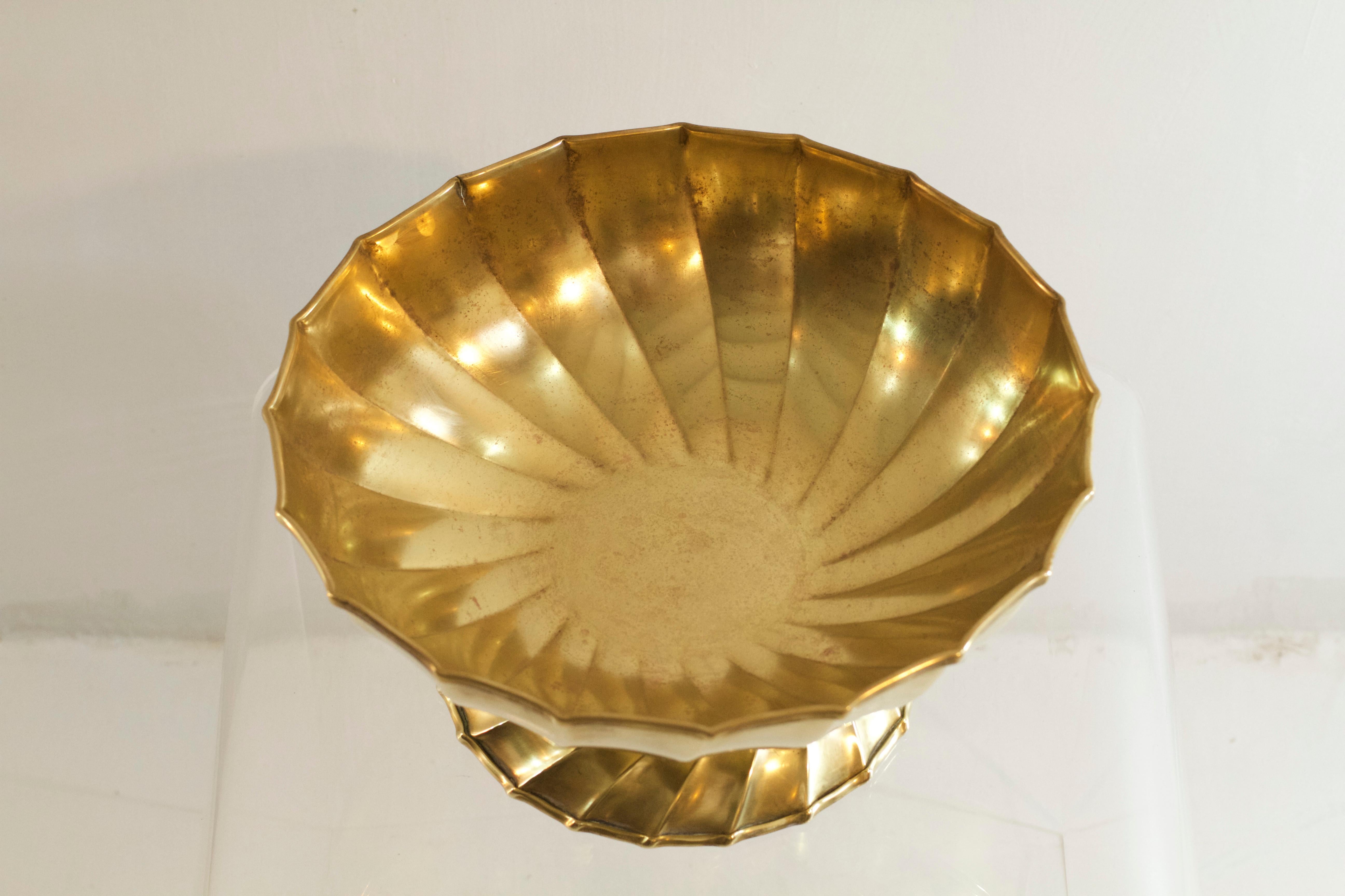 Italian Large Handmade Brass Bowl by Metall Art Italy