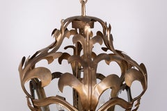 Large handmade Brass Leaf Hall lamp 1970s Germany