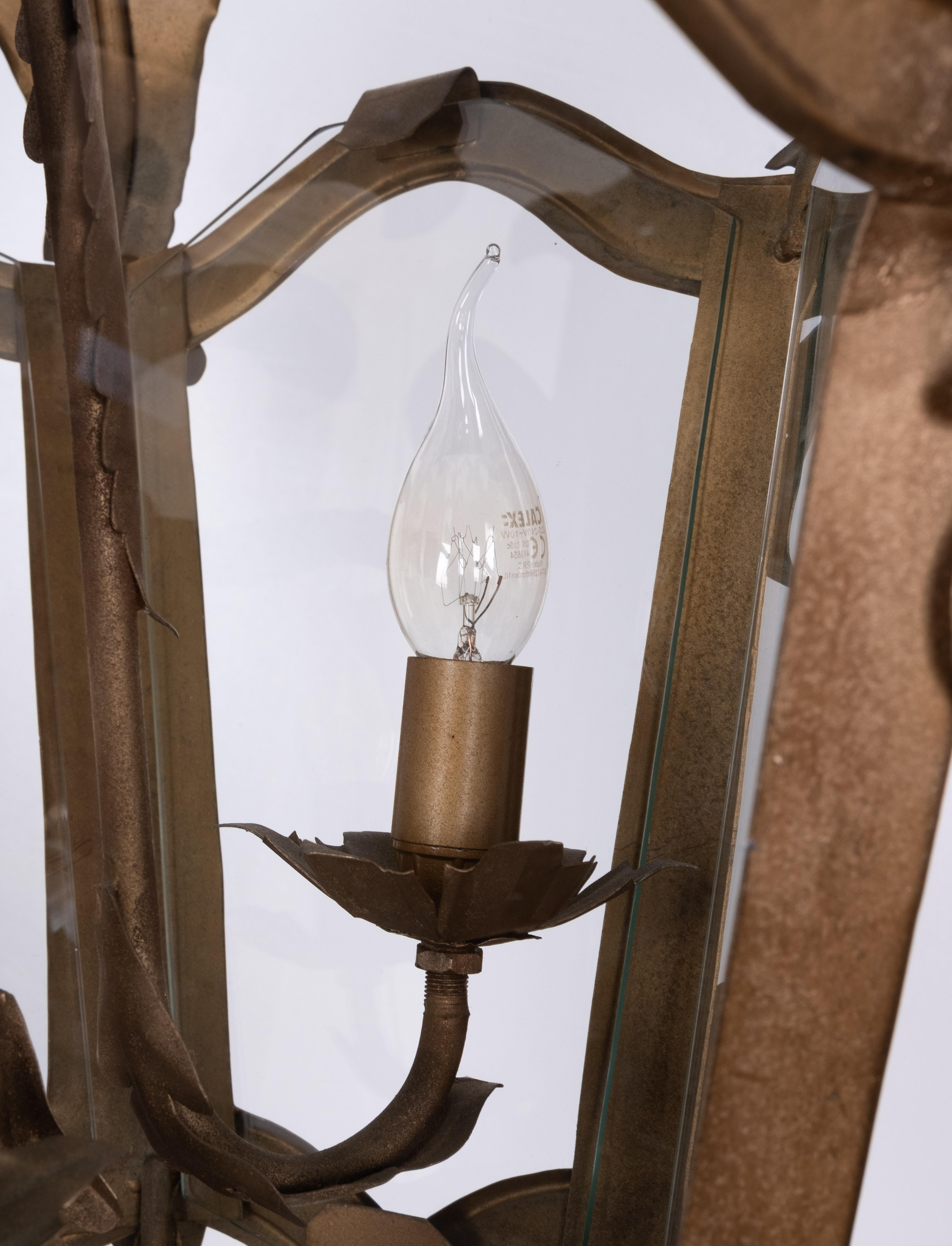 Large handmade Brass Leaf Hall lamp 1970s Germany For Sale 1