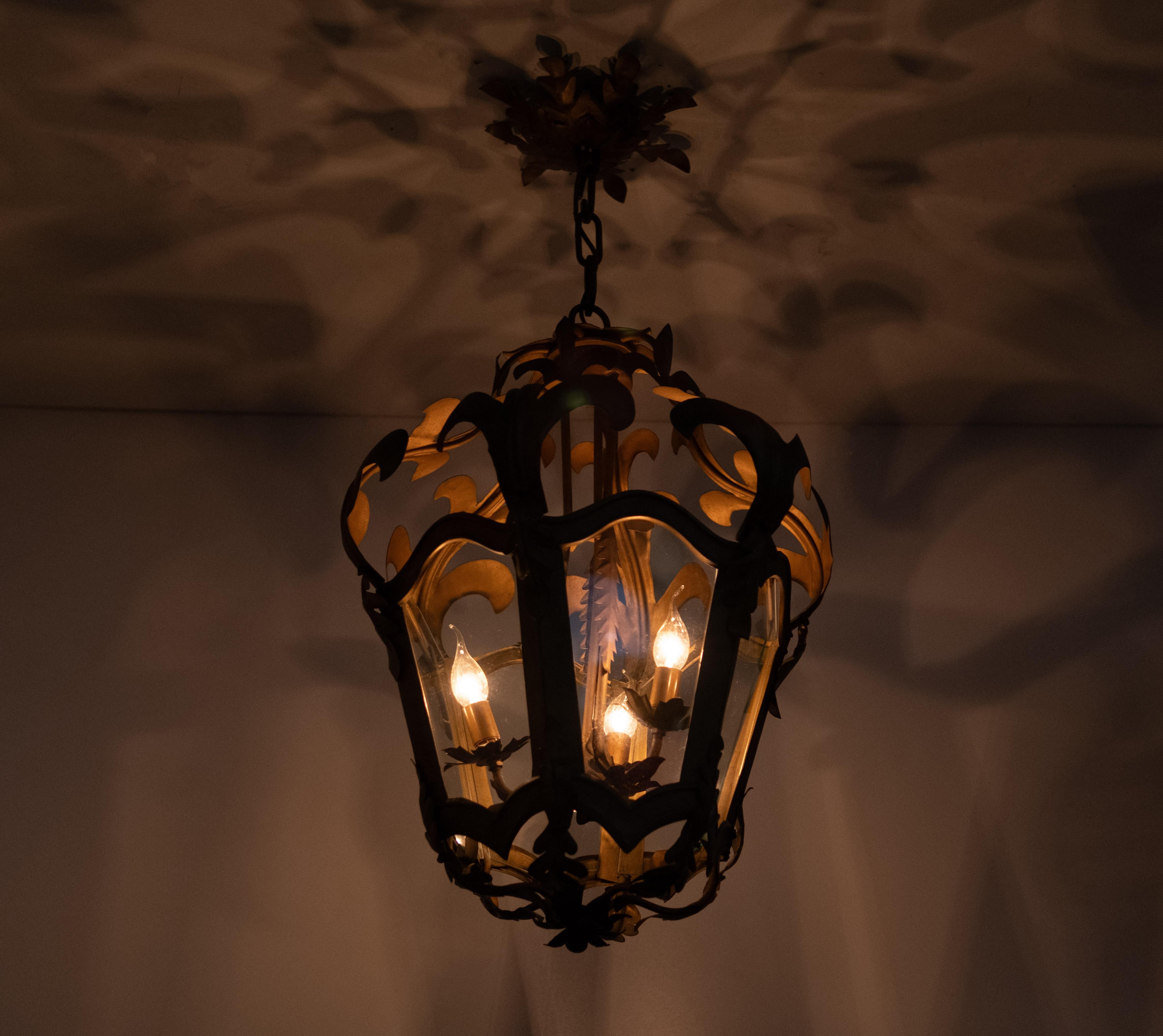 Large handmade Brass Leaf Hall lamp 1970s Germany For Sale 3