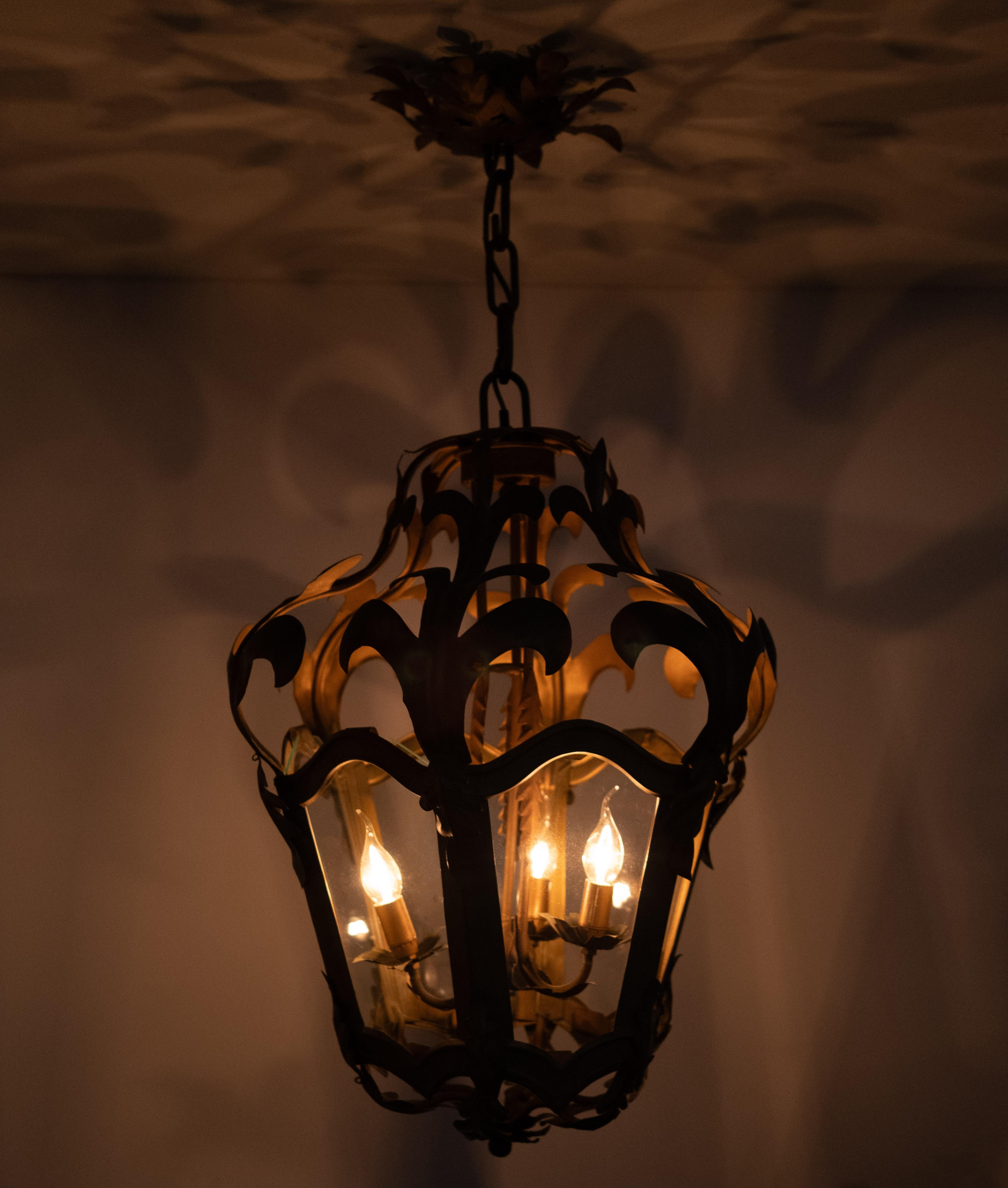 Large handmade Brass Leaf Hall lamp 1970s Germany For Sale 4