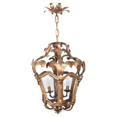 Large handmade Brass Leaf Hall lamp 1970s Germany