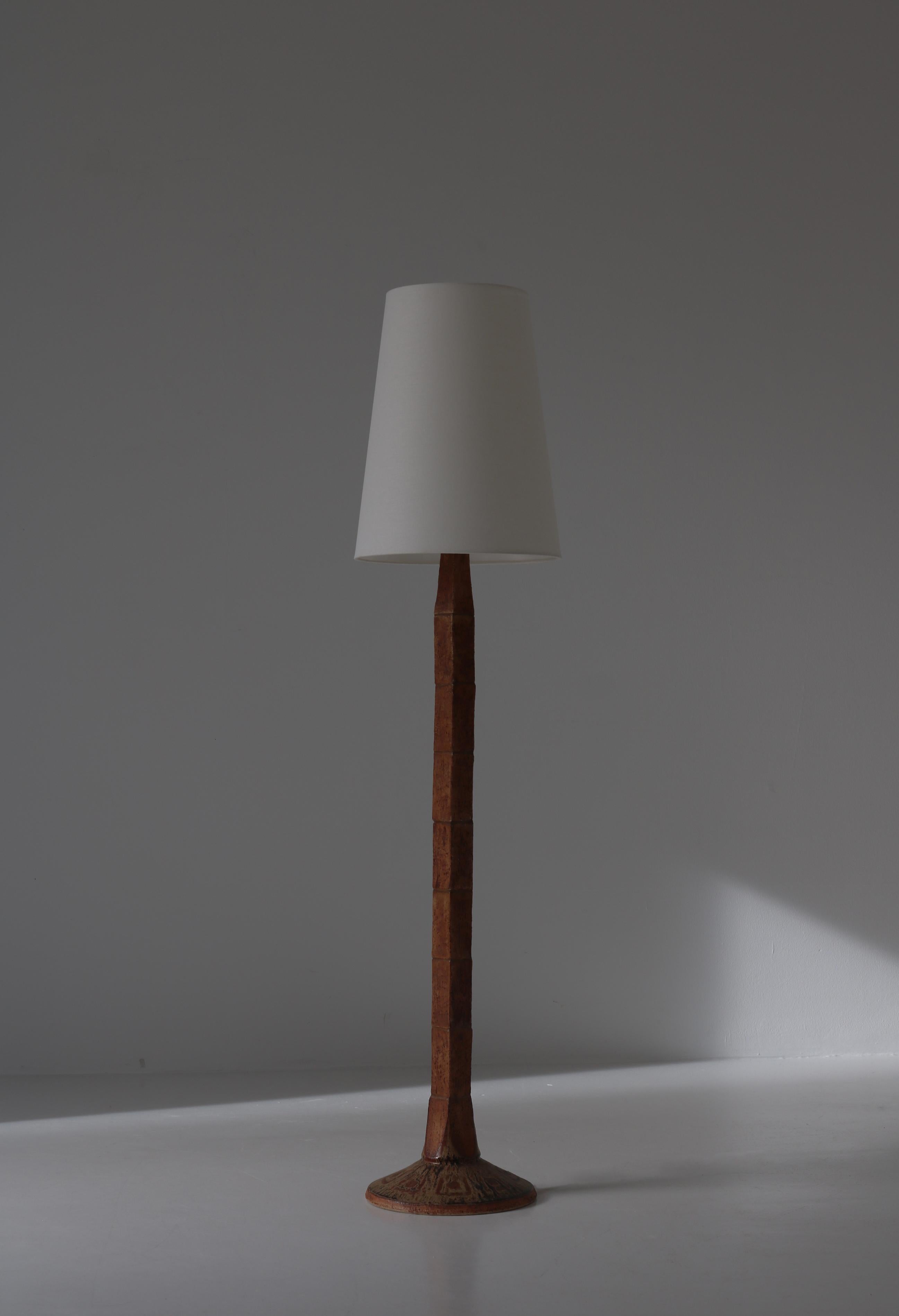 Large Handmade Brutalist Stoneware Floor Lamp by Sejer Ceramics, Denmark, 1960s For Sale 13