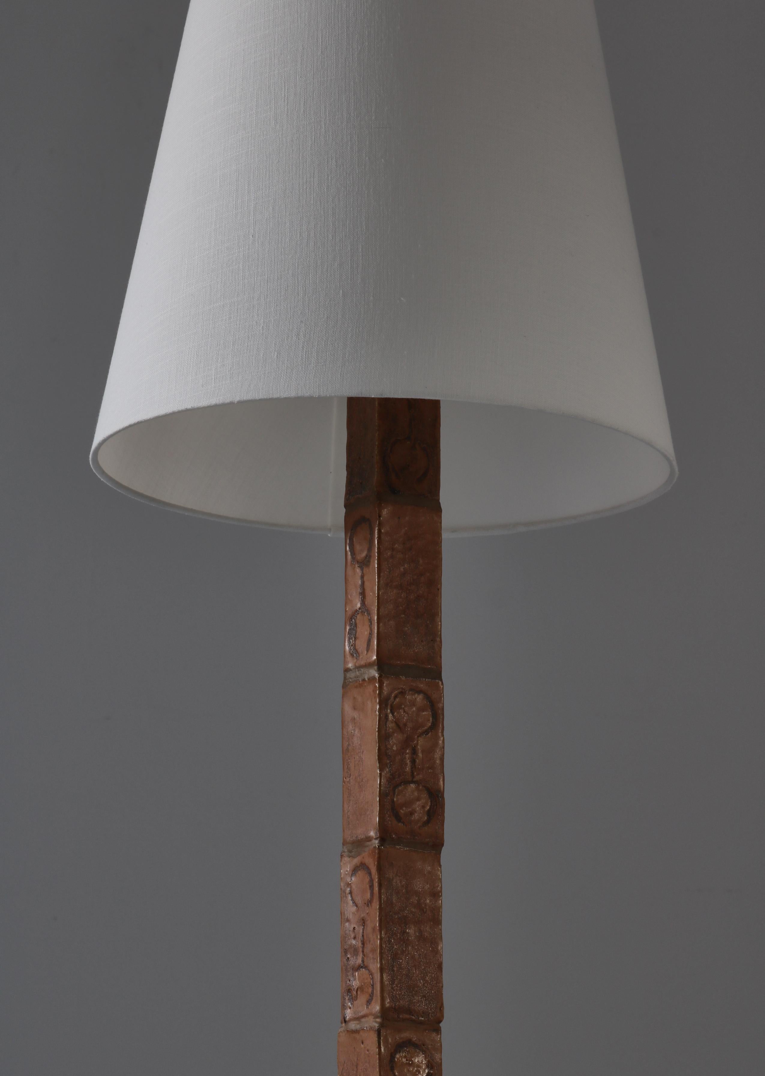 Mid-20th Century Large Handmade Brutalist Stoneware Floor Lamp by Sejer Ceramics, Denmark, 1960s