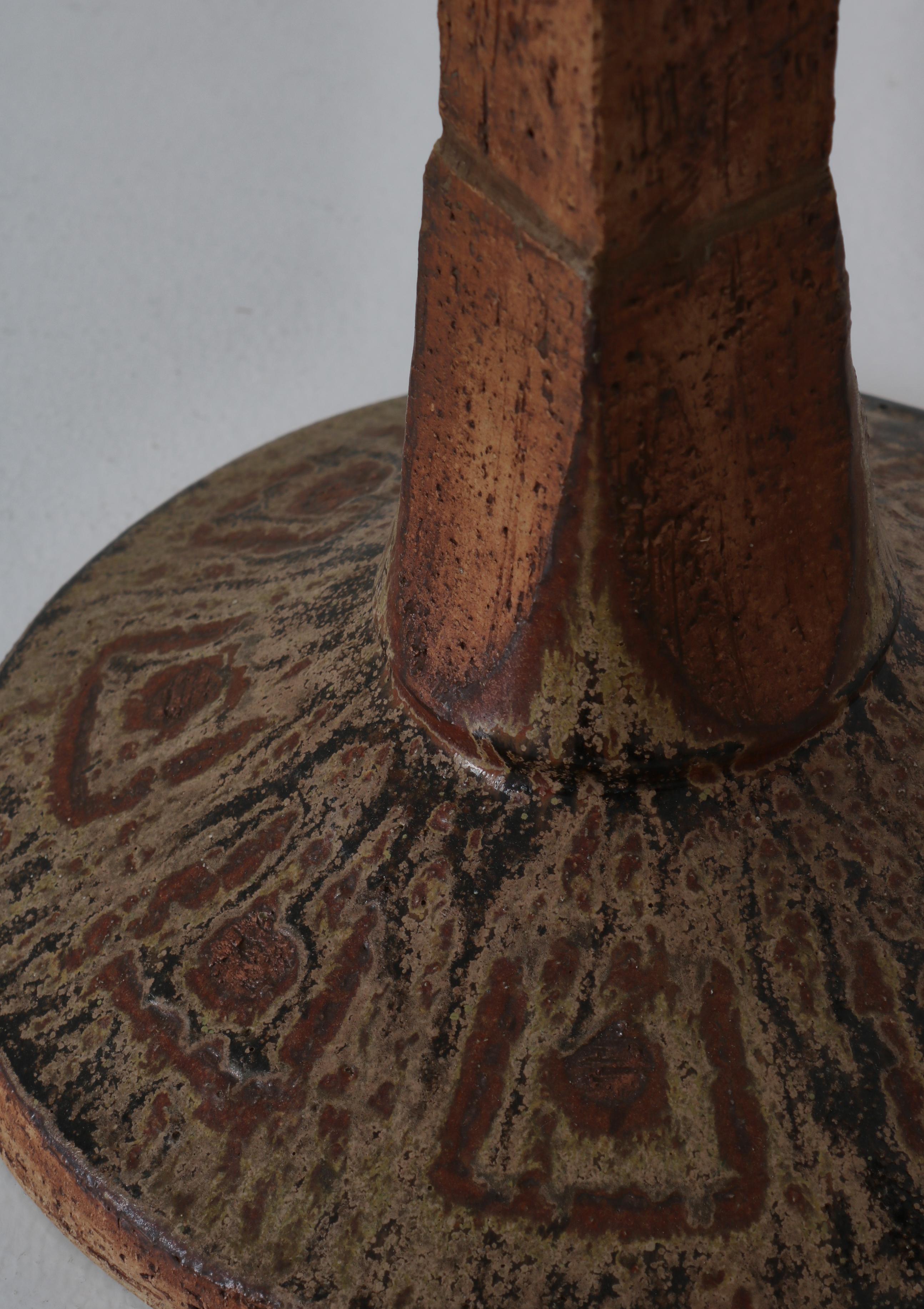 Mid-20th Century Large Handmade Brutalist Stoneware Floor Lamp by Sejer Ceramics, Denmark, 1960s For Sale