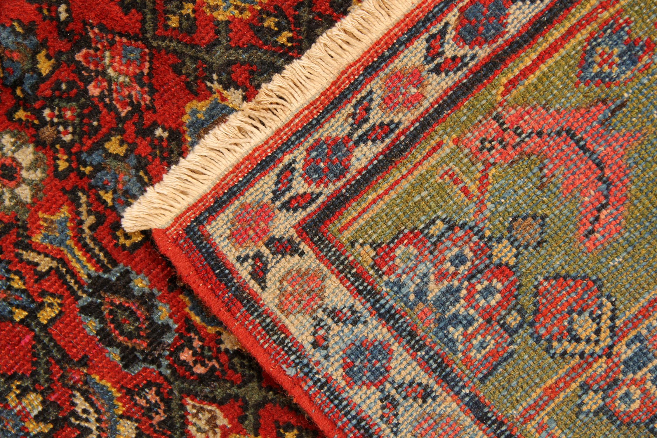 Sarouk Farahan Large Handmade Carpet Antique Mahal Persian Rug Mashayekh Square Carpet  For Sale