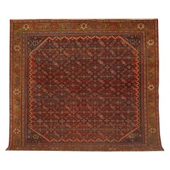 Grand tapis ancien Mahal tapis Mashayekh carré fait main
