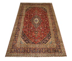 Large Handmade Carpet Red Wool Vintage Traditional Area Rug