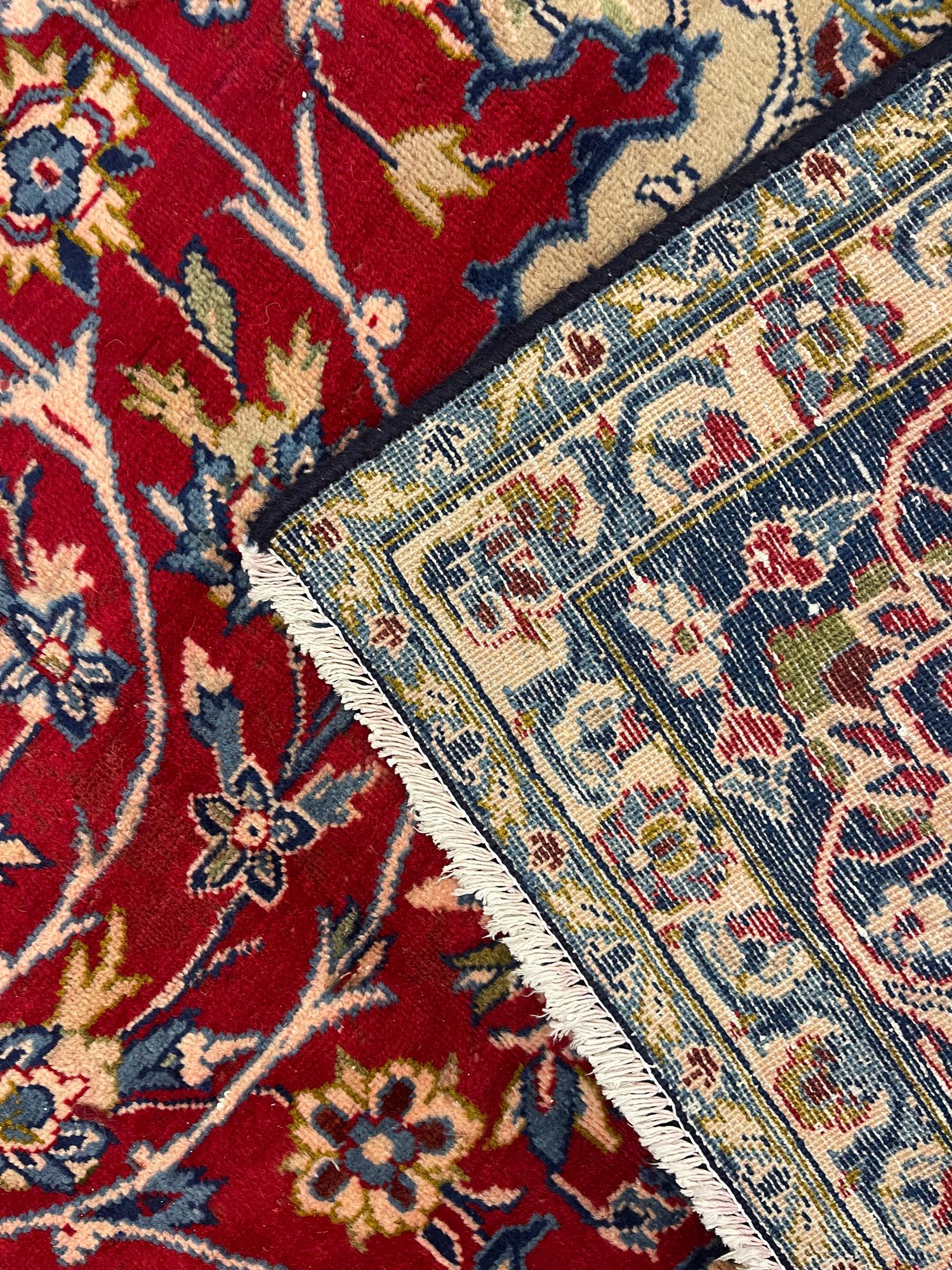 Großer handgefertigter traditioneller roter orientalischer Teppich aus Wolle 256 x 365 cm im Angebot 6