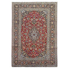 Vintage Large Handmade Carpet Traditional Red Wool Oriental Rug 216 x 321 Cm