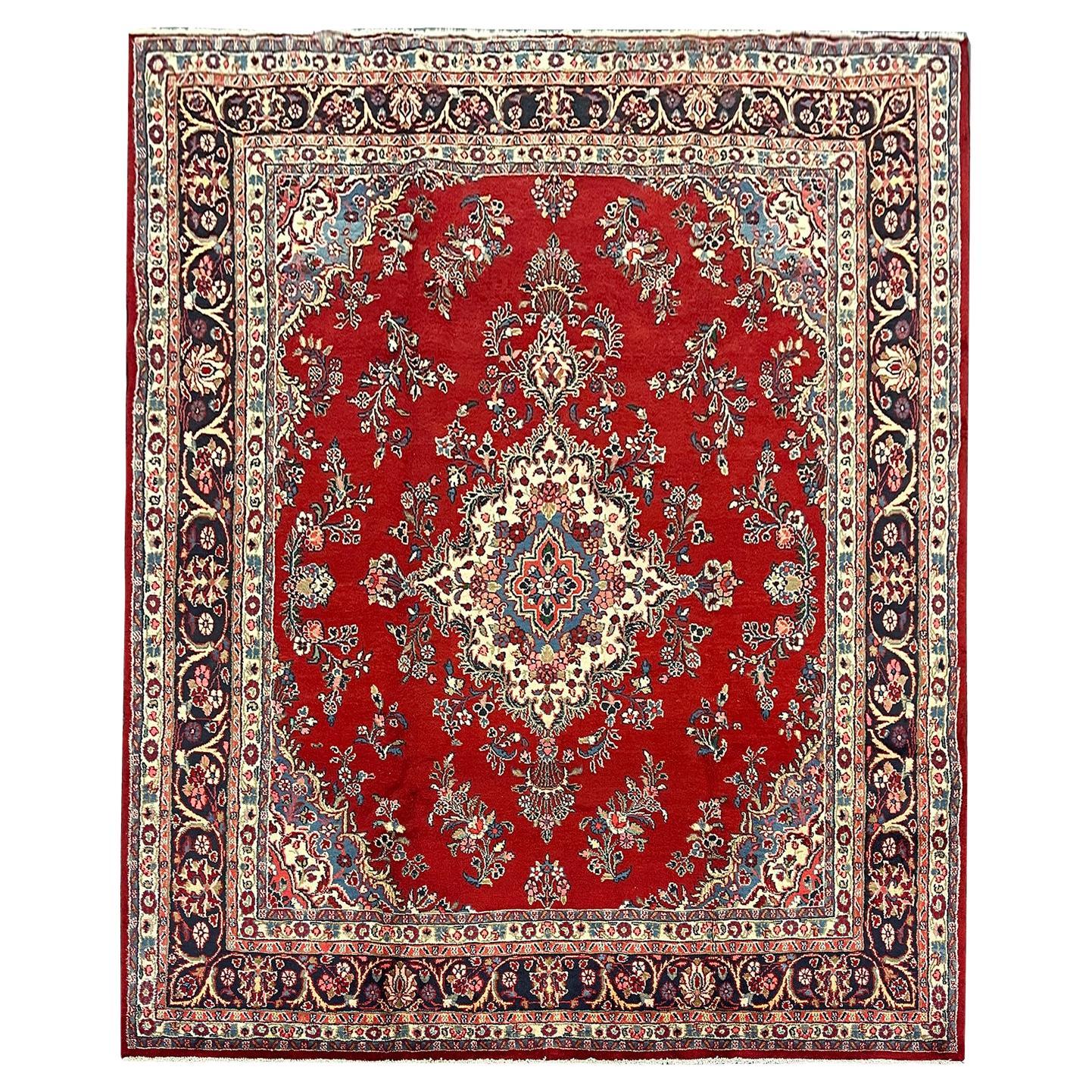 Alfombra grande hecha a mano Alfombra oriental tradicional de lana roja en venta
