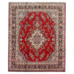 Vintage Large Handmade Carpet Traditional Red Wool Oriental Rug 
