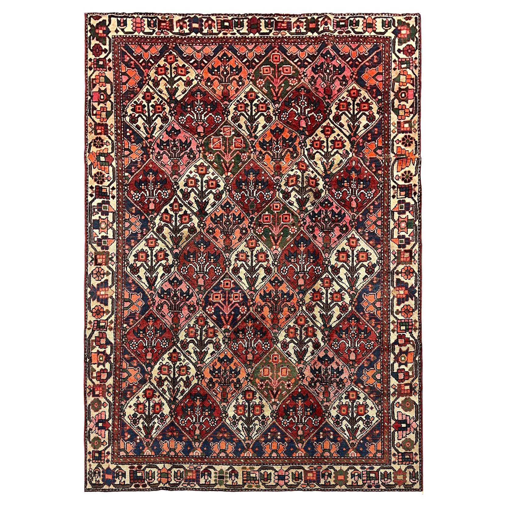 Large Handmade Carpet Traditional Red Wool Rug Oriental All Over For Sale
