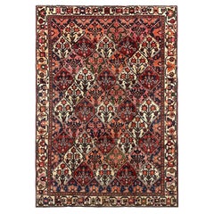 Grand tapis traditionnel en laine rouge fait main Oriental All Over