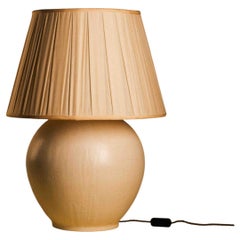 Large Handmade Ceramic Table Lamp — Bone Matte Glaze, Rounded Sculptural Form