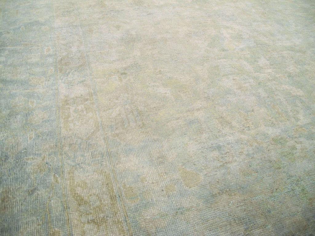Hand-Knotted Large Handmade Chinese Carpet in Seafoam Blue and Seafoam Green For Sale