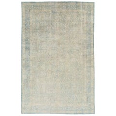 Grand tapis chinois fait main en bleu écume de mer et vert écume de mer