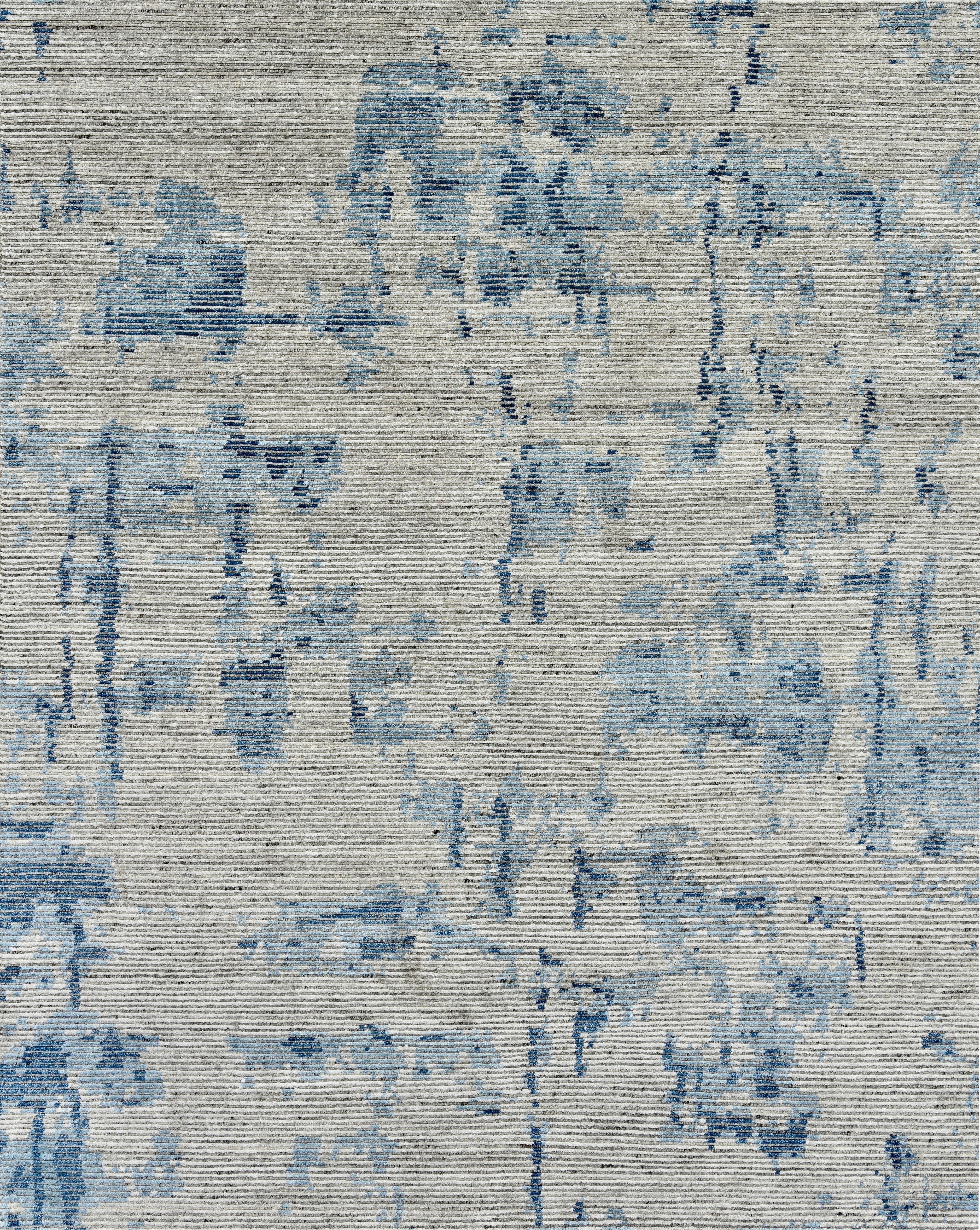Large Handmade Contemporary Abstract Rug in Beige and Blue