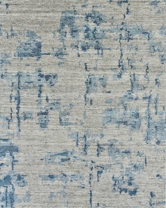 Large Handmade Contemporary Abstract Rug in Beige and Blue