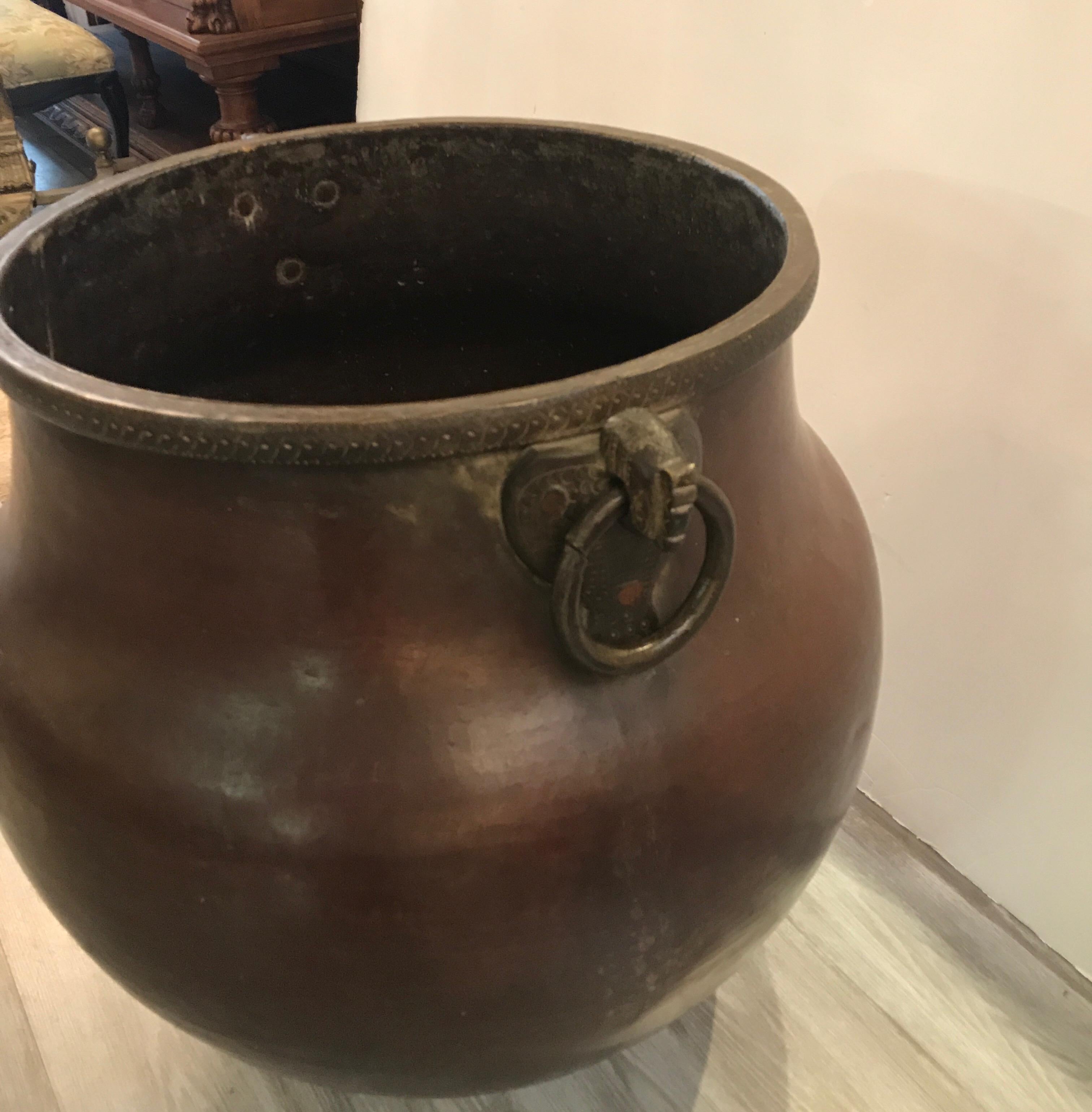 Turkish Large Handmade Copper and Iron Pot Late 19th Century, Turkey