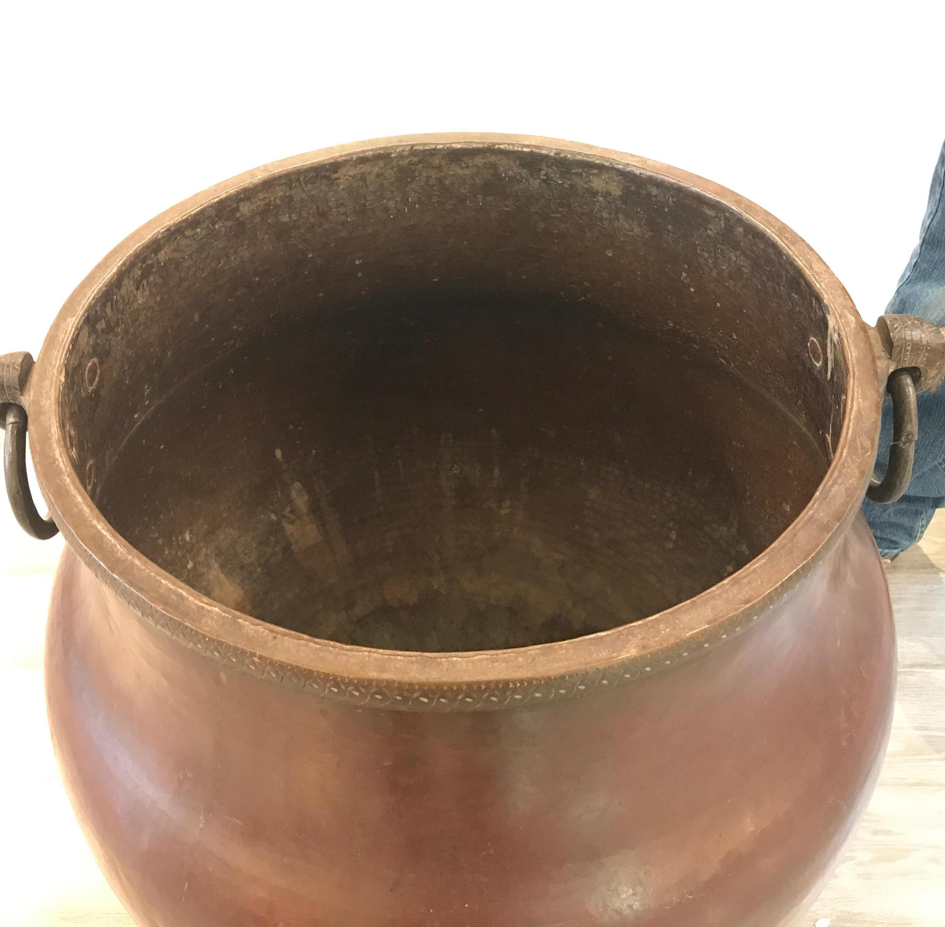 Large Handmade Copper and Iron Pot Late 19th Century, Turkey 1
