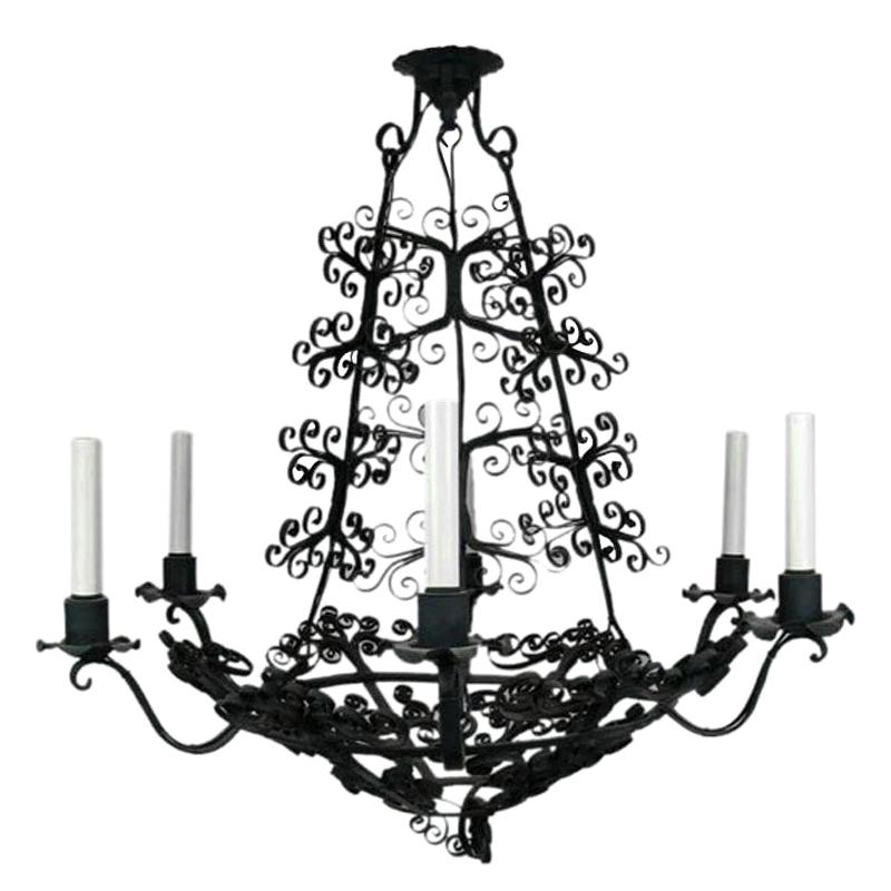 Large Handmade Country French Chandelier, circa 1920s