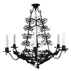 Antique French Handmade Country French Chandelier, circa 1920s